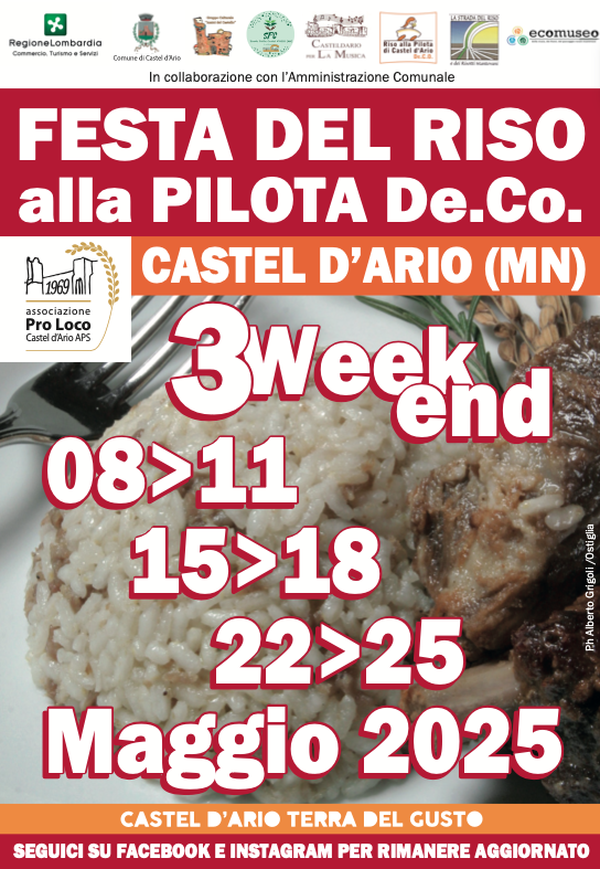 Castel d’Ario (MN), è Festa del riso alla pilota – 8-25 maggio – Fuoriporta Castel d’Ario (MN), è Festa del riso alla pilota – 8-25 maggio - Fuoriporta