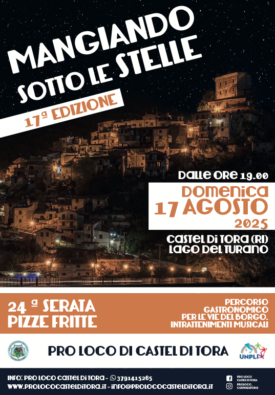 Castel di Tora (RI), è Mangiando sotto le stelle – 17 ago Fuoriporta Castel di Tora (RI), è Mangiando sotto le stelle - 17 ago Fuoriporta
