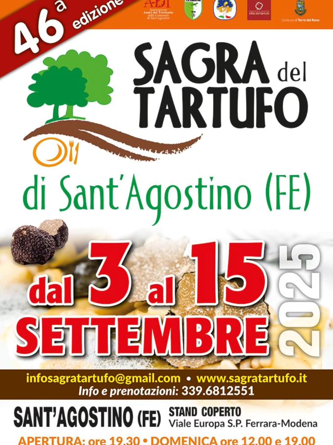 Sant’Agostino (FE), è sagra del tartufo – 3/15 set – Fuoriporta Sant’Agostino (FE), è sagra del tartufo - 3/15 set - Fuoriporta